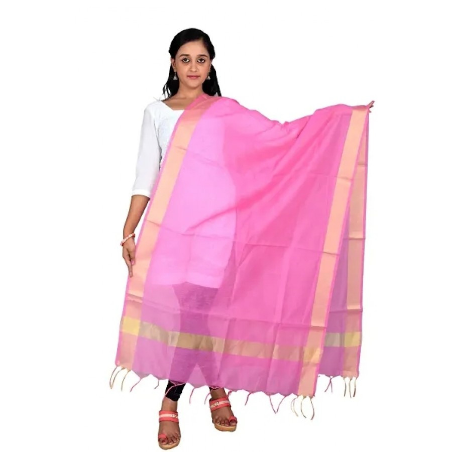 Pink Silk Solid Dupatta