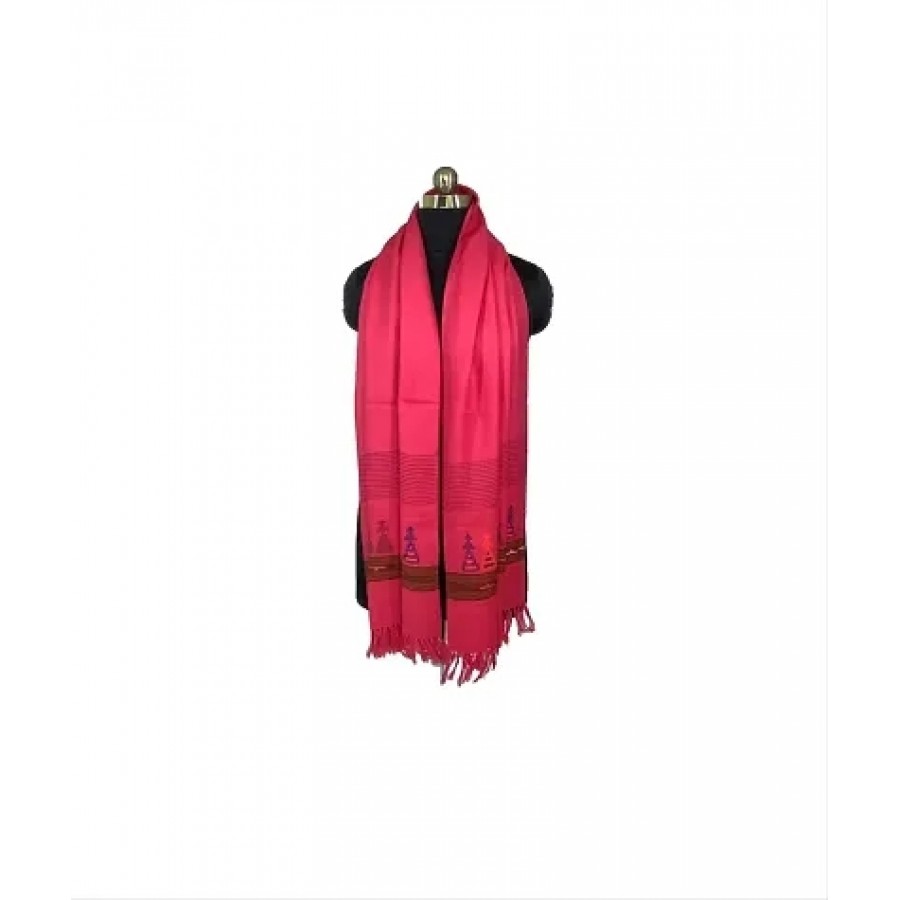 Stylish Woolen Pink Tassel Work Dupatta