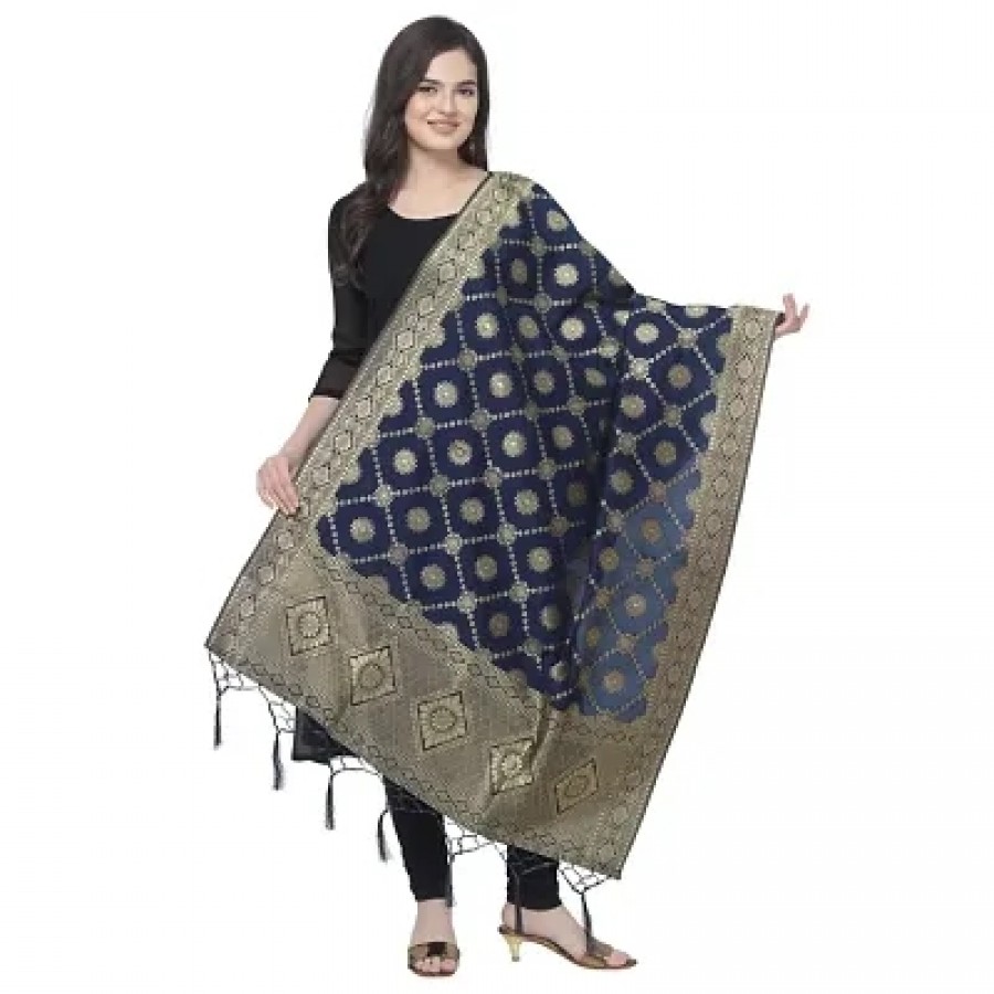 Textile Catalog Banarasi Silk Woven Blue Women Dupatta