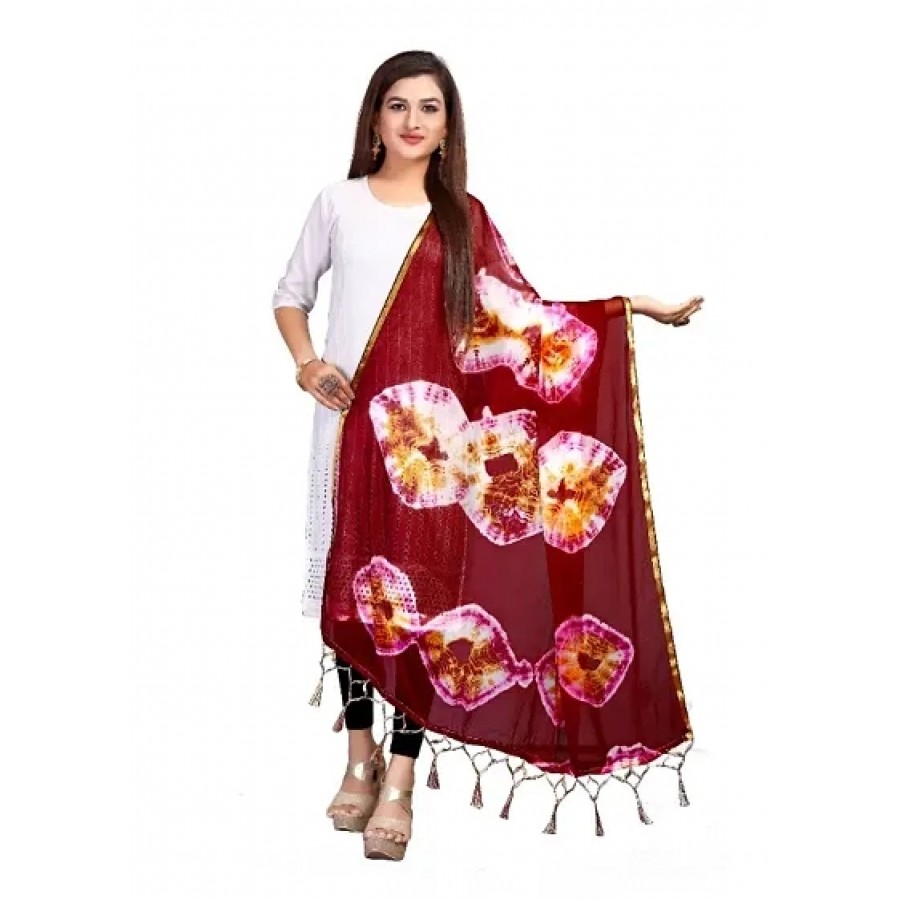 Women's Bandhani Print Work Chiffon Dupatta