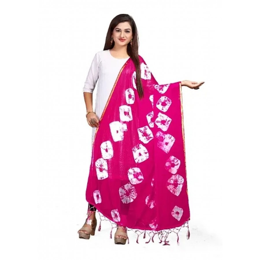 Women's Bandhani Print Work Chiffon Dupatta