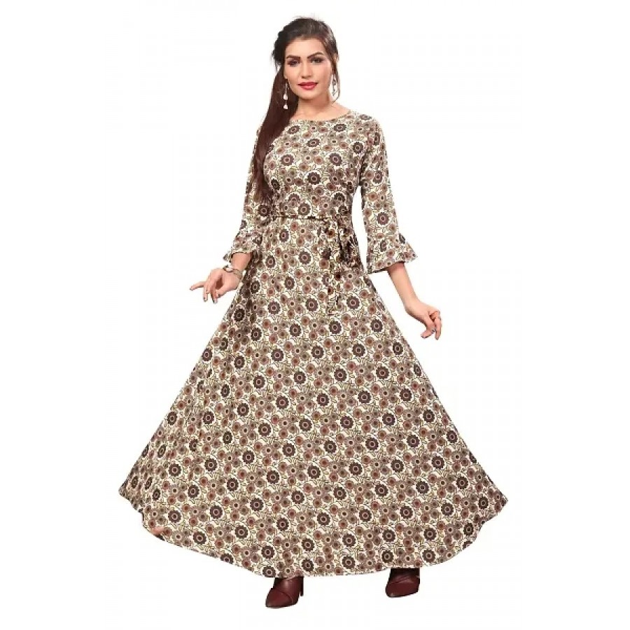 Beautiful Brown Crepe Ethnic Gowns For Women