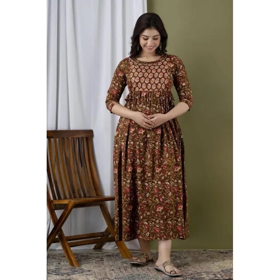 Beautiful Indo-western Brown Printed Rayon Gown