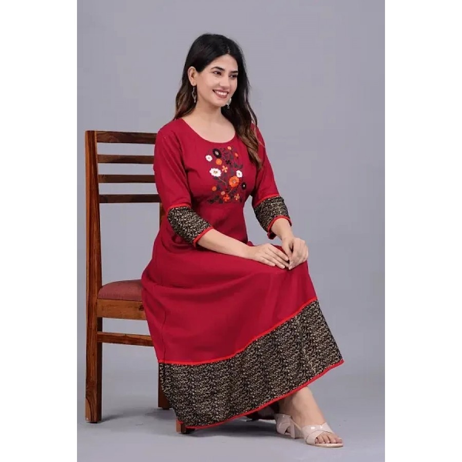 Classic Rayon Embroidered Gowns for Women