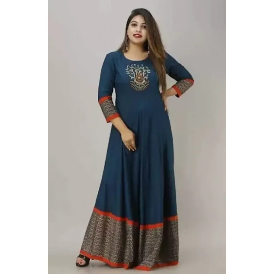 Classic Rayon Embroidered Gowns for Women