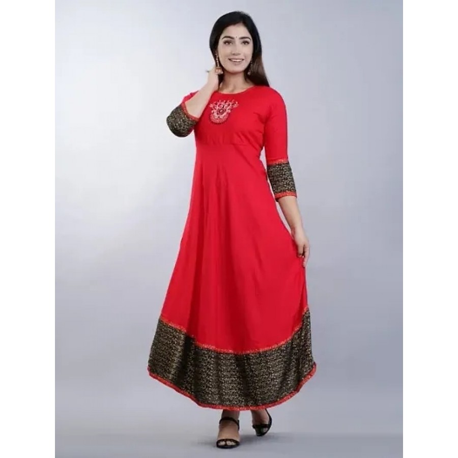 Classic Rayon Embroidered Gowns for Women