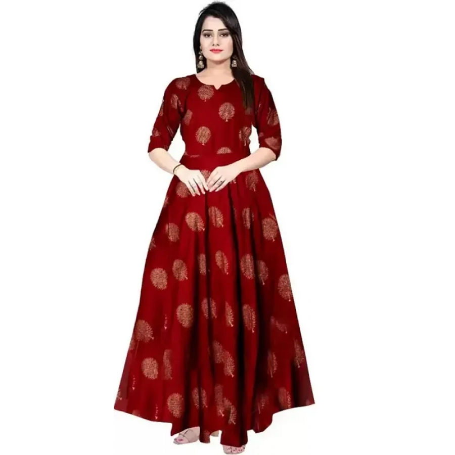 Classic Rayon Printed Gown for Women