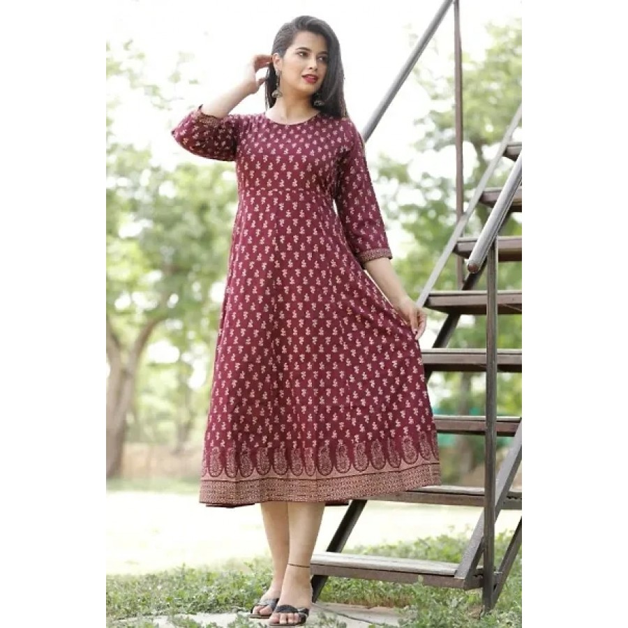 Classic Rayon Printed Gowns for Women