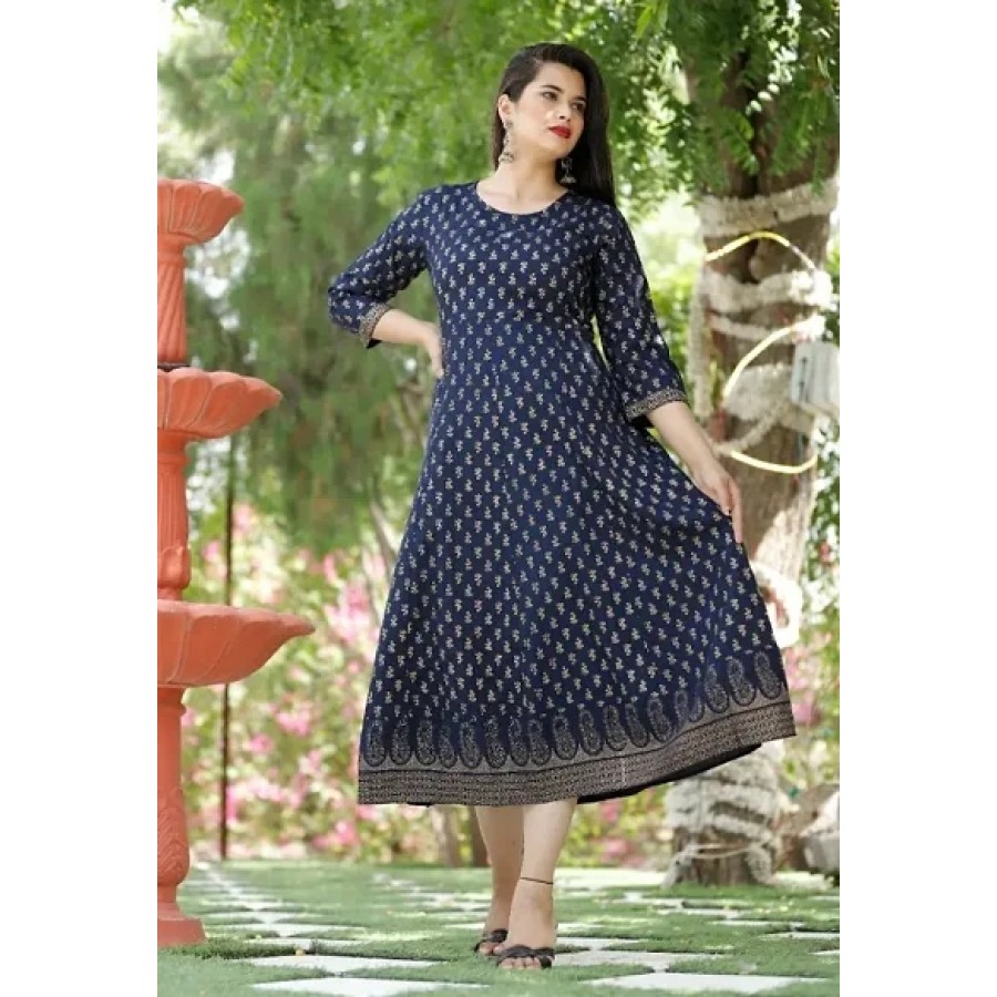 Classic Rayon Printed Gowns for Women