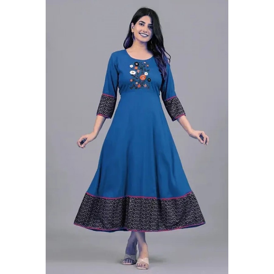 Embroided Flared Gown for Women