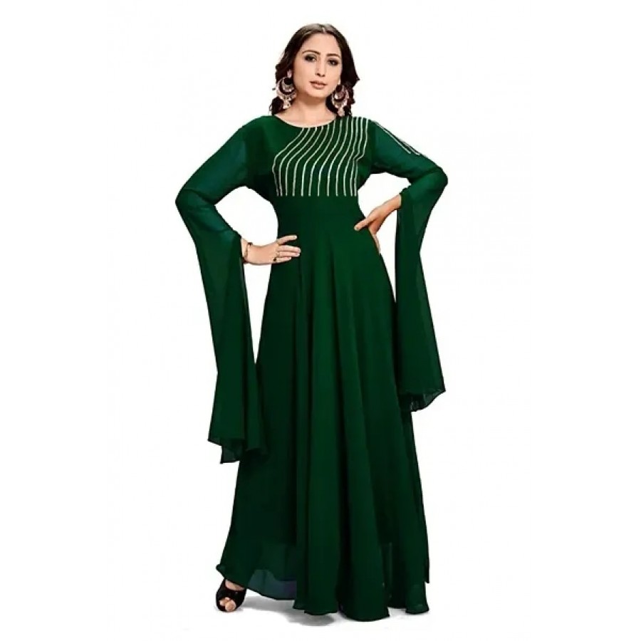 Ethnic Georgette Green Gown