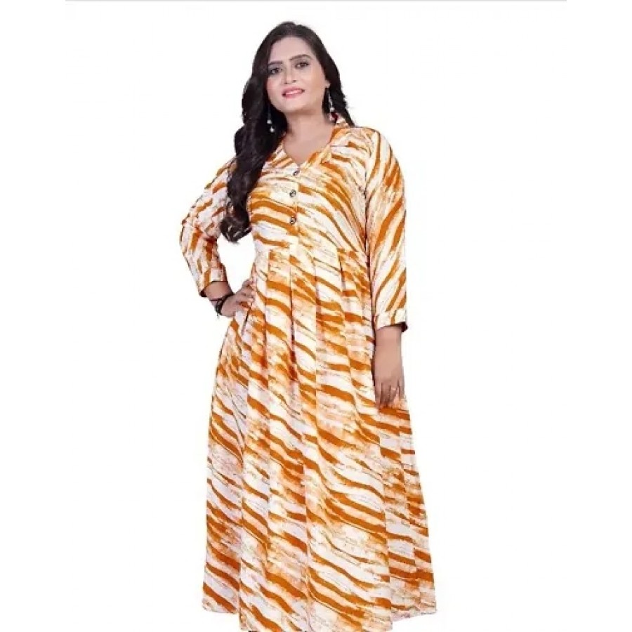 Fancy Crepe Printed Gown For Women