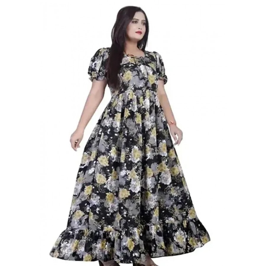 Fancy Crepe Printed Gown For Women