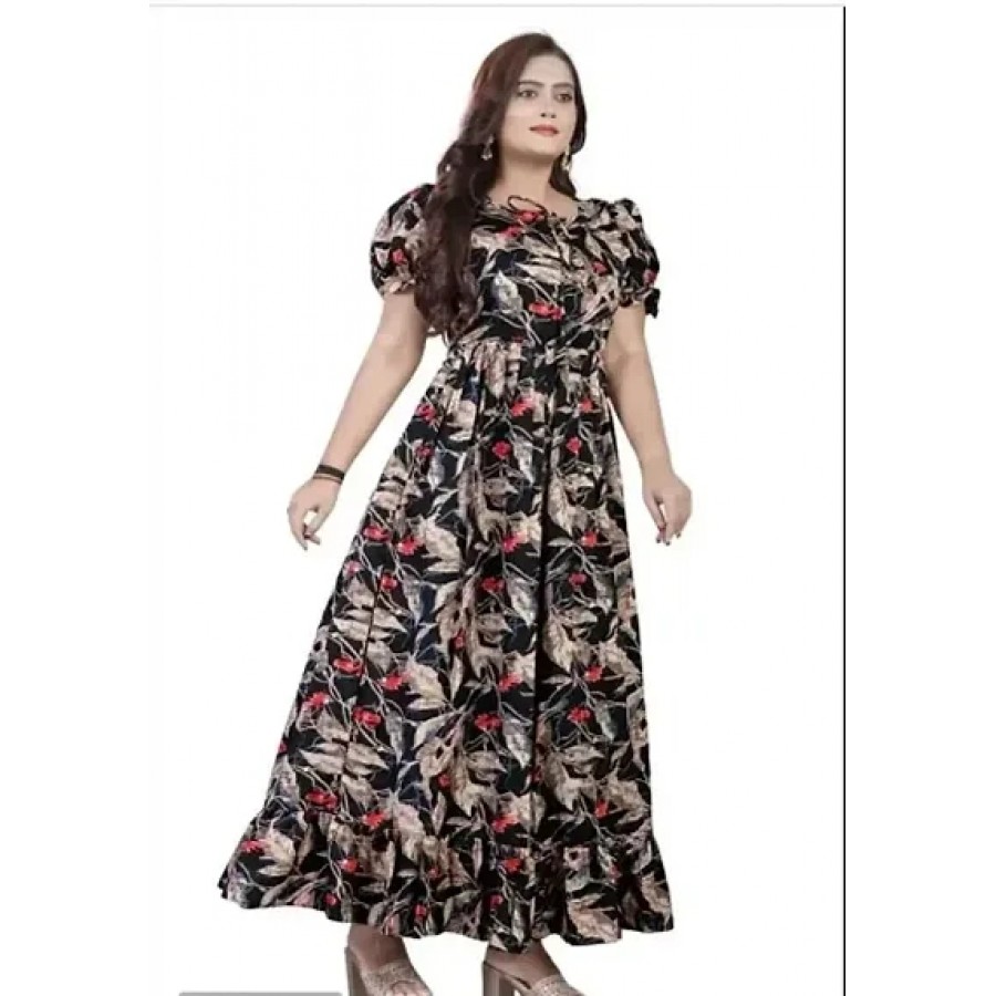 Fancy Crepe Printed Gown For Women