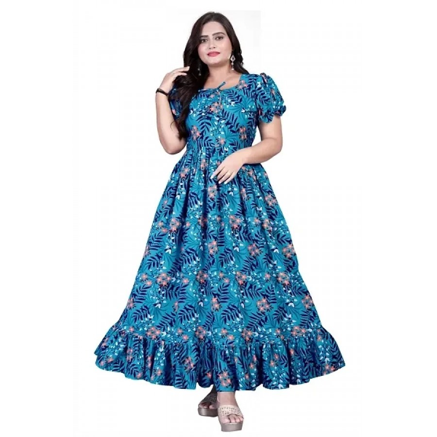 Fancy Crepe Printed Gown For Women