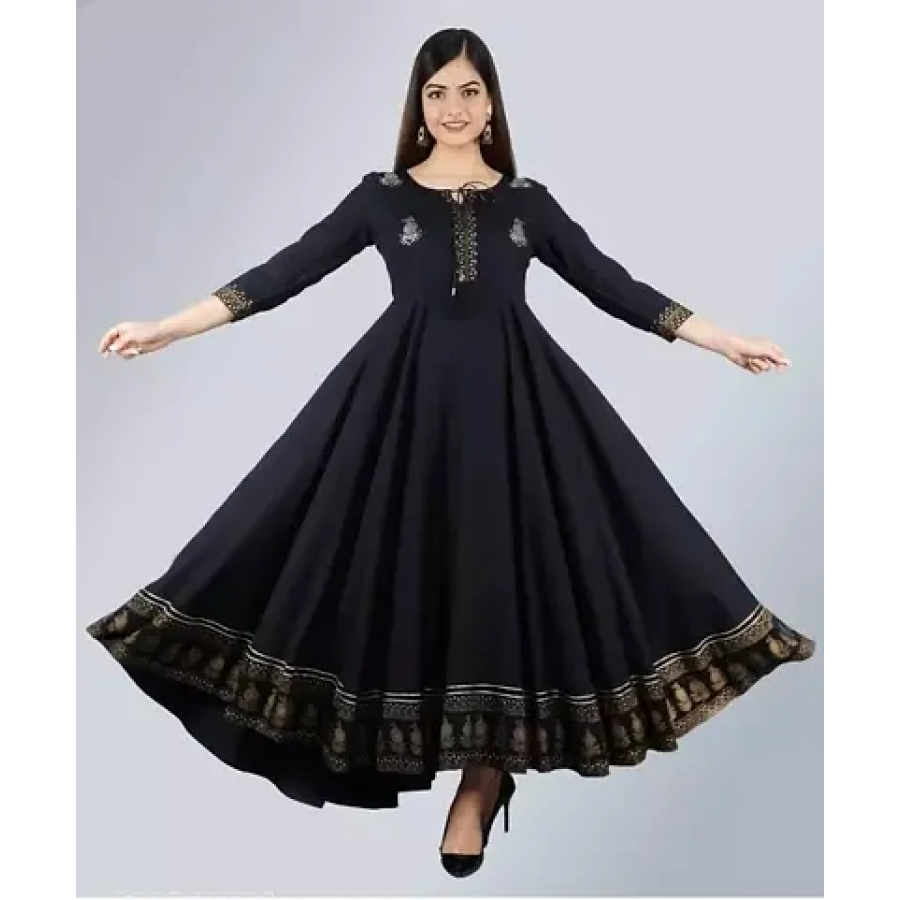 Indo western Black Bollywood Rayon Gown