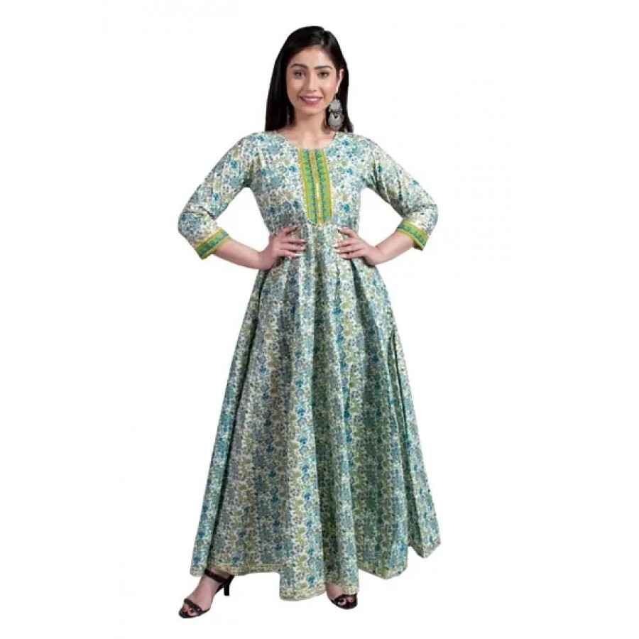 Latest Beautiful Cotton Stitched Ethnic Gown