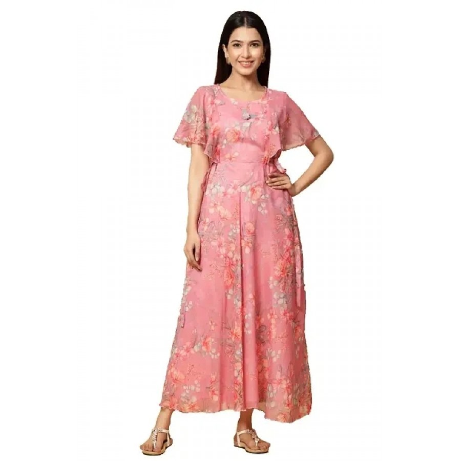 Madhumalti Georgett Gown (XX-Large, Pink)