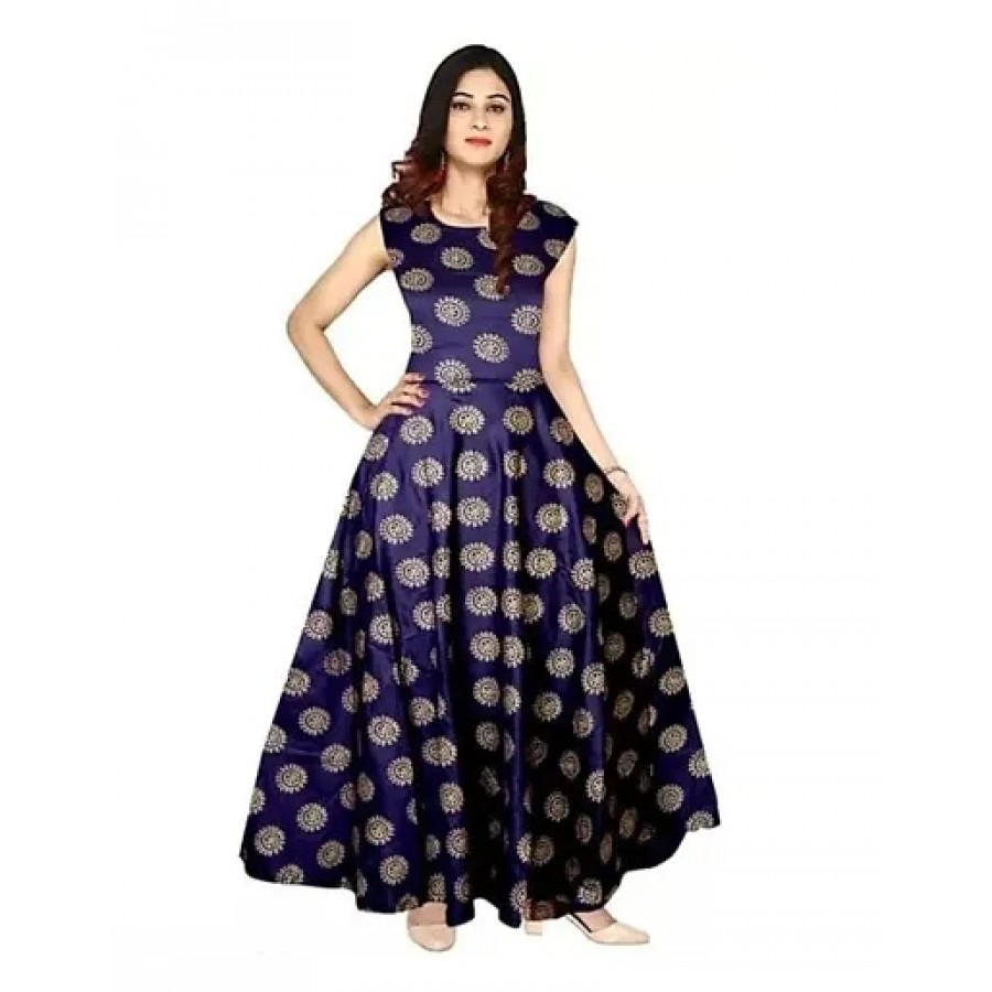 Multicoloured Rayon Printed Ethnic Gowns For Women