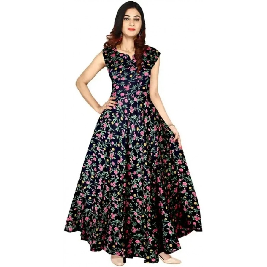 Multicoloured Rayon Self Design Ethnic Gowns For Women