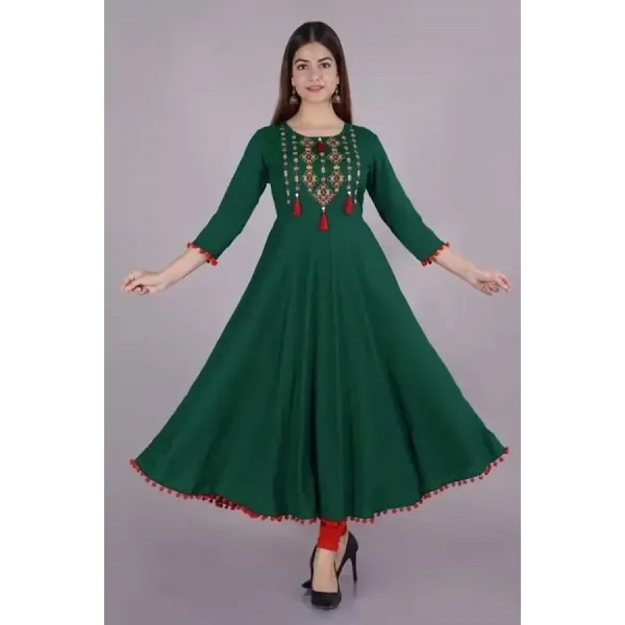 Rayon Embroidered Ethnic Gowns For Women