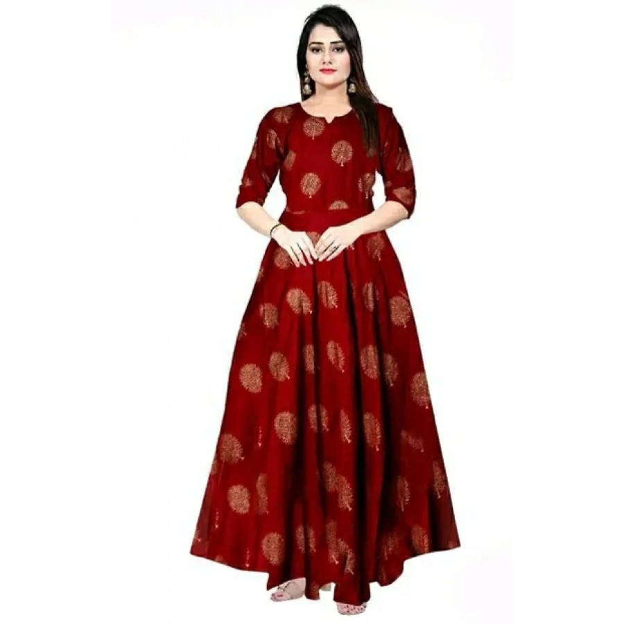 Rayon Printed Gown For Women