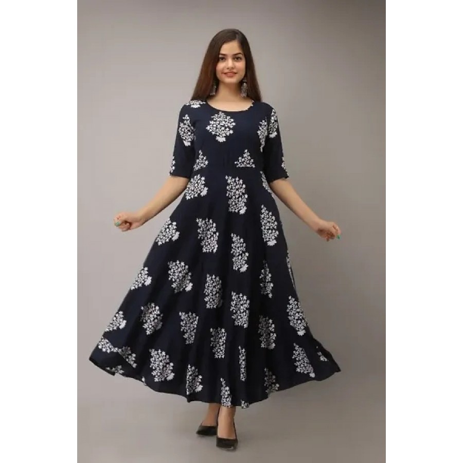 Rayon Printed Gown For Women