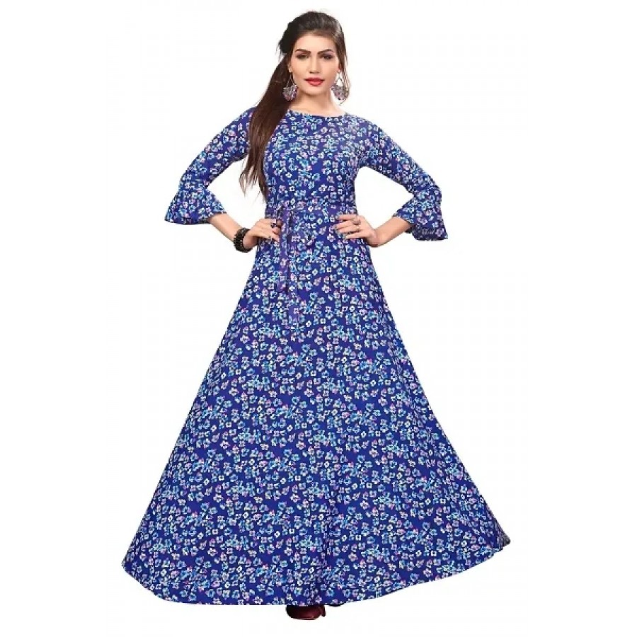 Stylish Blue Crepe Ethnic Gowns For Women