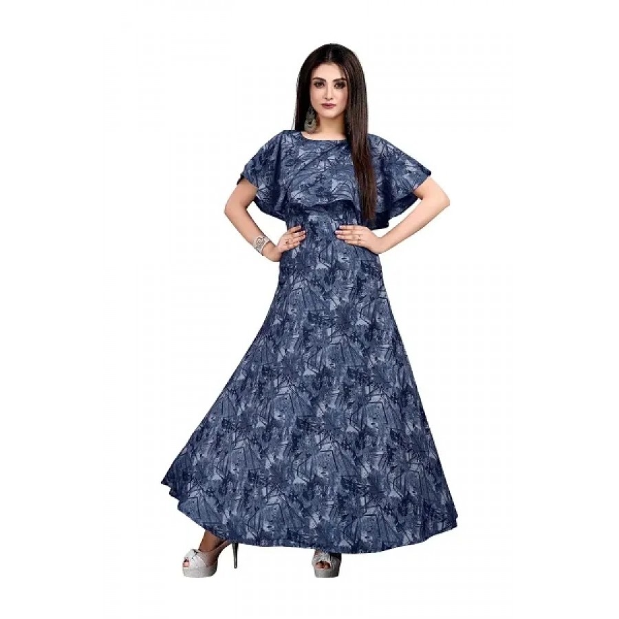 Stylish Blue Crepe Ethnic Gowns For Women