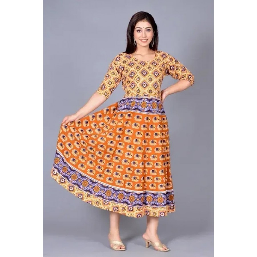 Stylish Cotton Printed Gown For Women