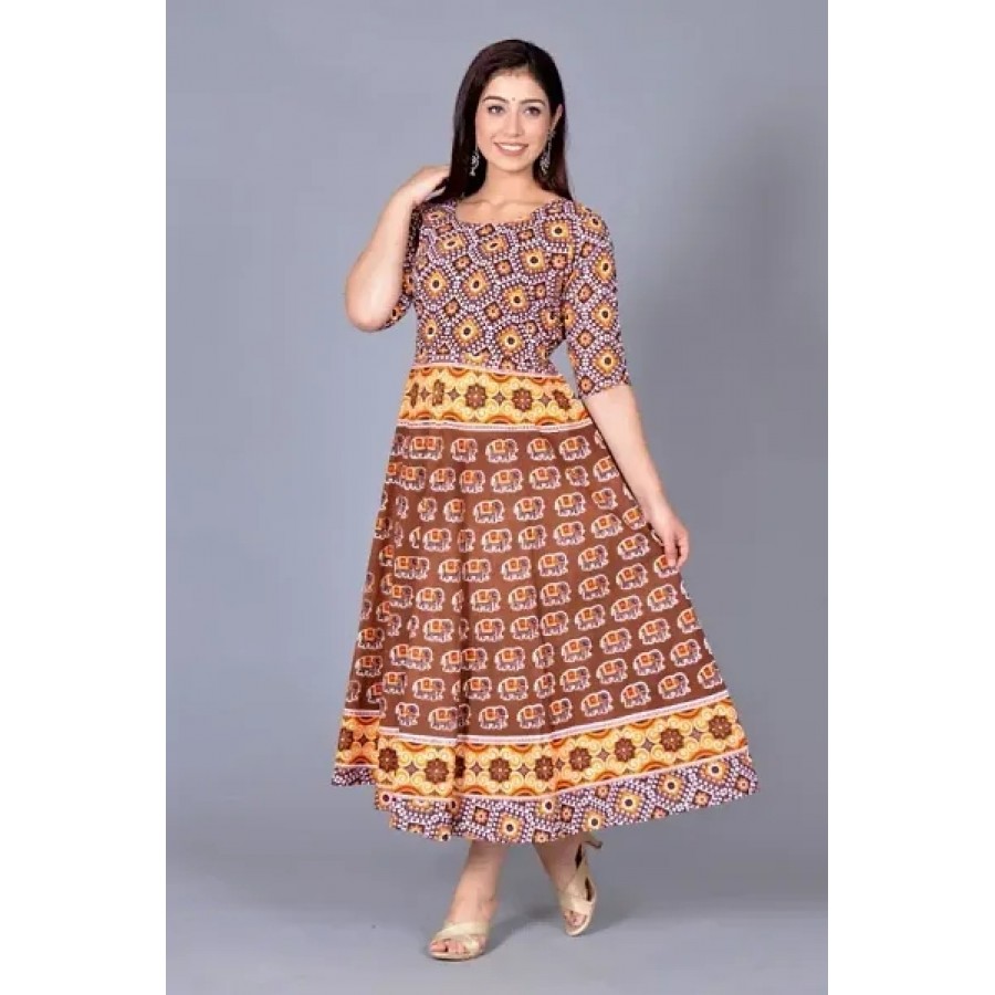 Stylish Cotton Printed Gown For Women