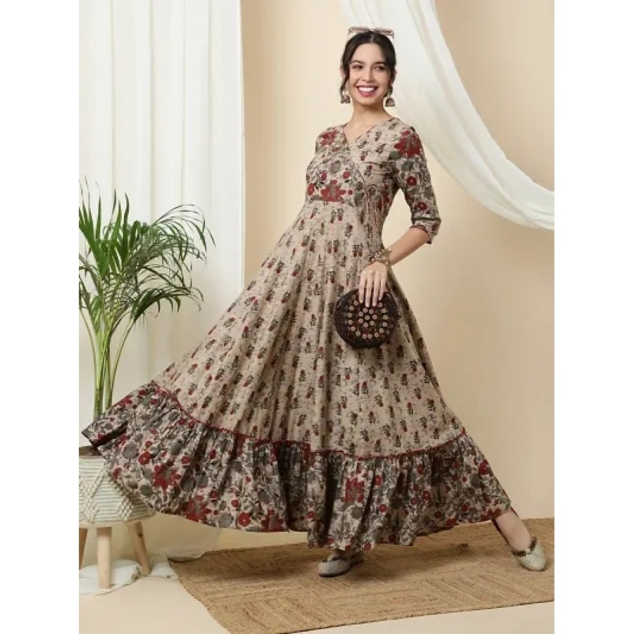 Stylish Cotton Printed Gown for Women