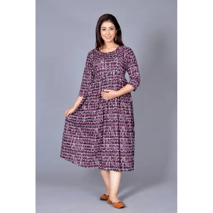 Stylish Cotton Self Design Gown For Women