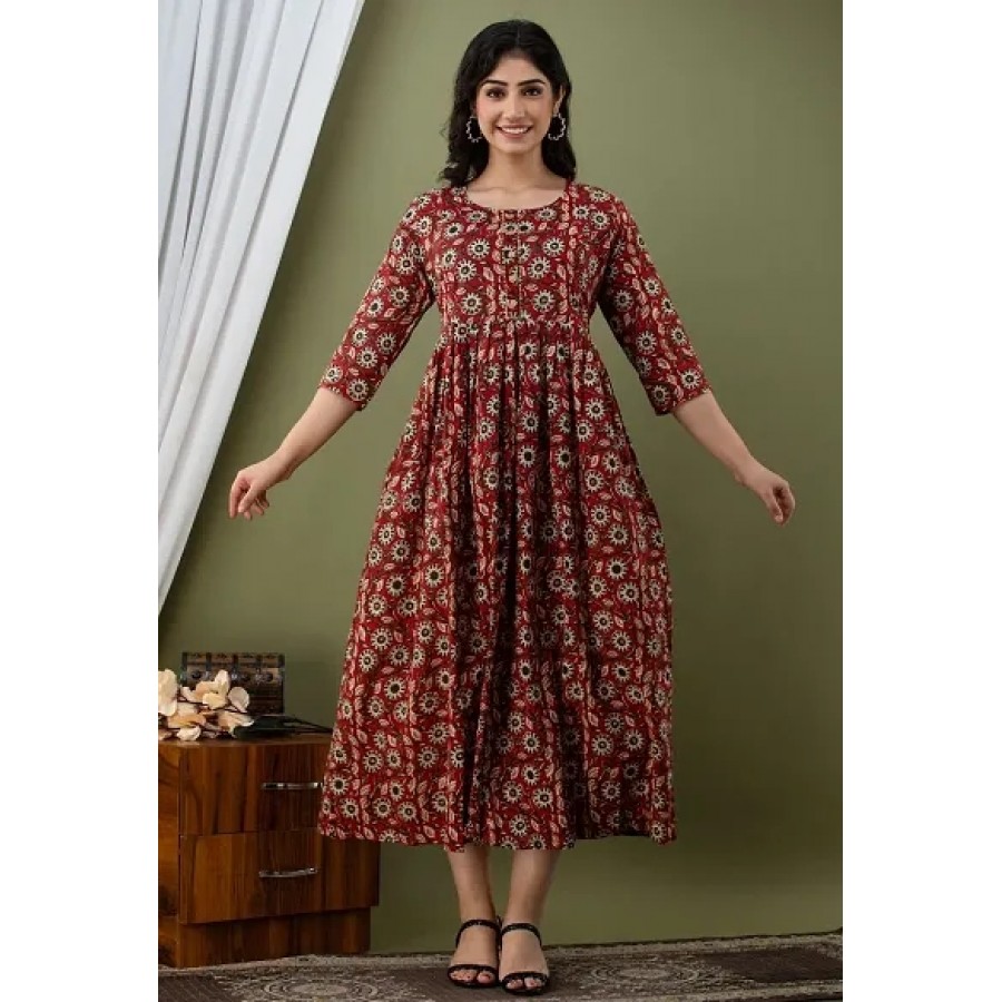 Stylish Fancy Designer Cotton Printed Maternity Ethnic Gown For Women