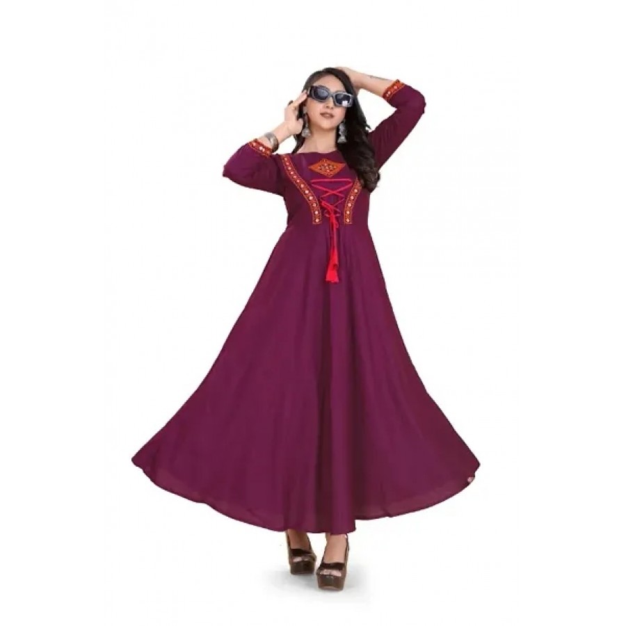 Stylish Heavy Rayon Anarkali Gown For Women Red