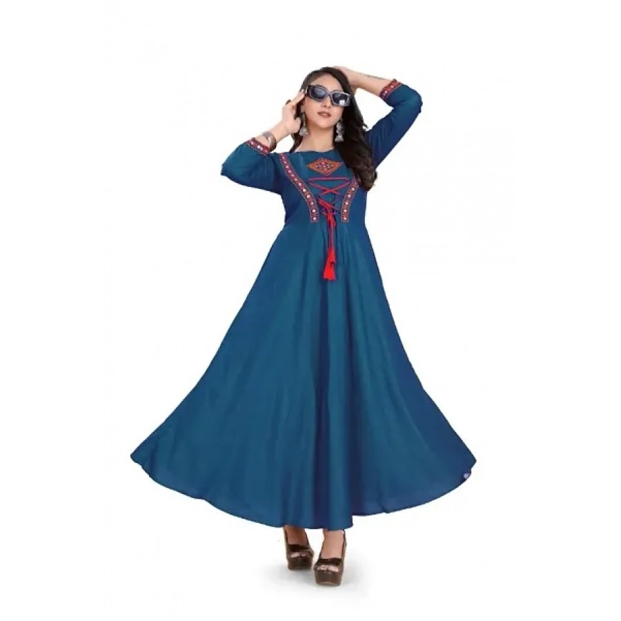 Stylish Heavy Rayon Anarkali Gown For Women Red