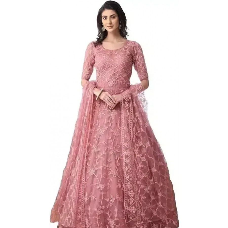 Stylish Indo-western Peach Georgette Gown