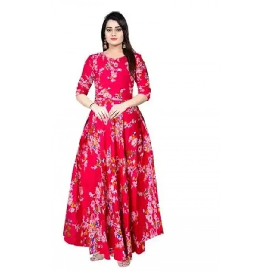 Stylish Pink Printed Rayon Gown For Women