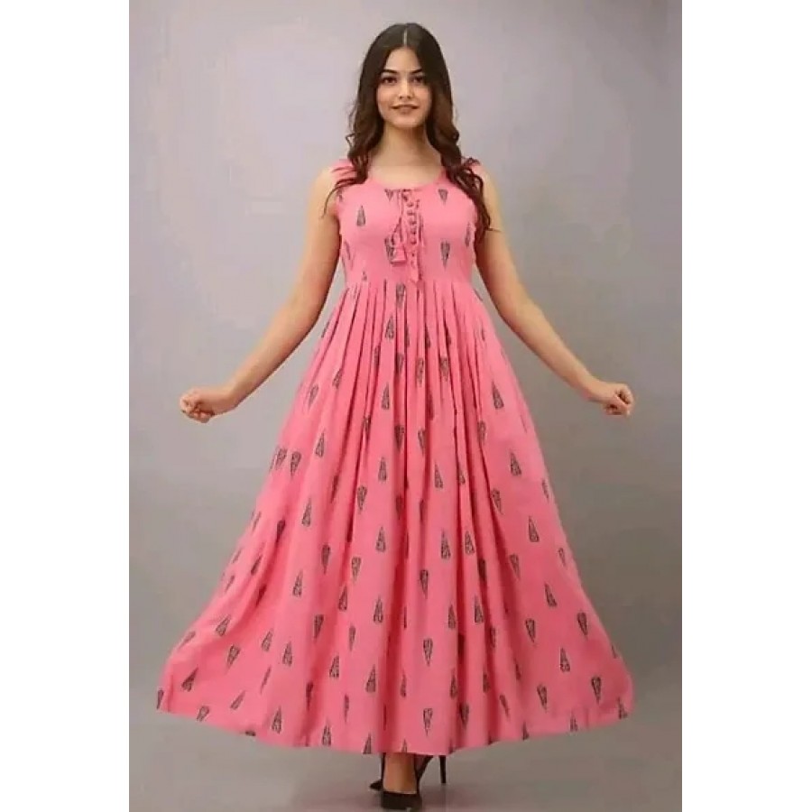 Stylish Rayon Printed Gown For Women