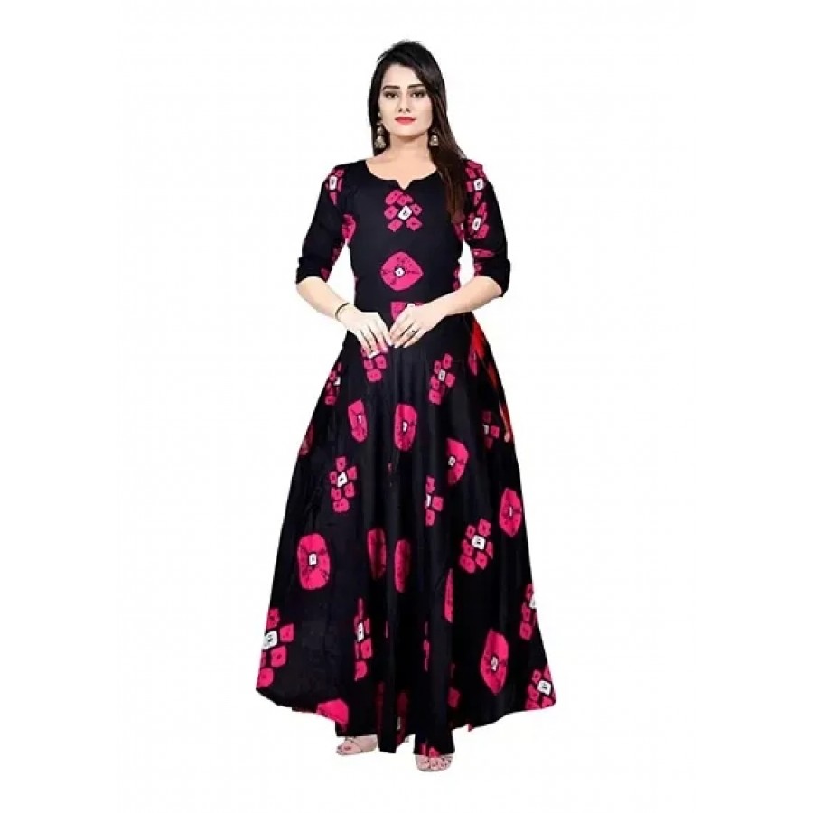 Stylish Rayon Printed Gown For Women