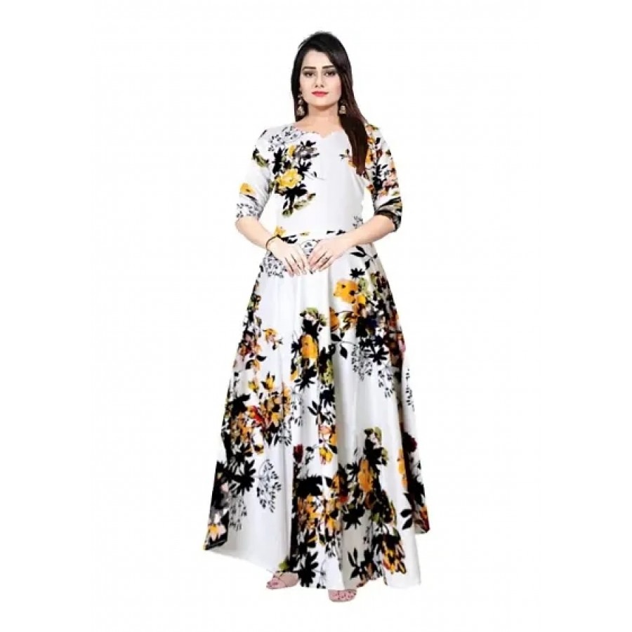 Stylish Rayon Printed Gown For Women