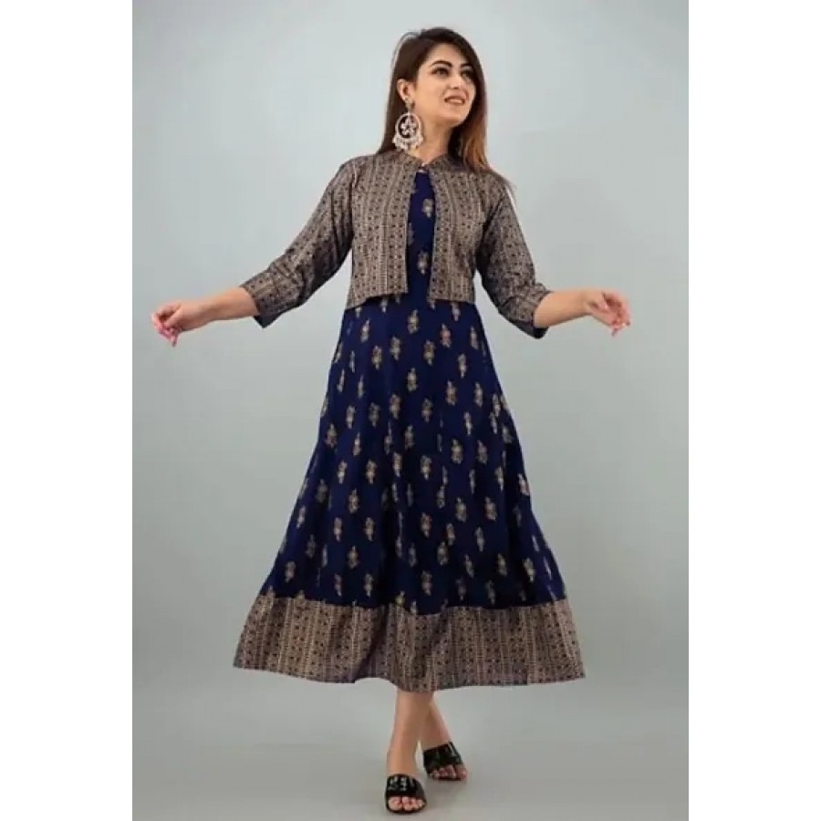 Stylish Rayon Printed Gown For Women