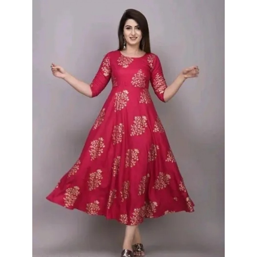 Stylish Rayon Printed Gown For Women