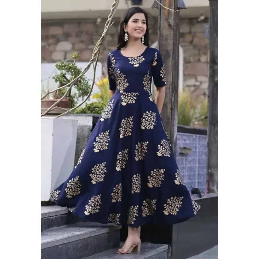 Stylish Rayon Printed Gown For Women