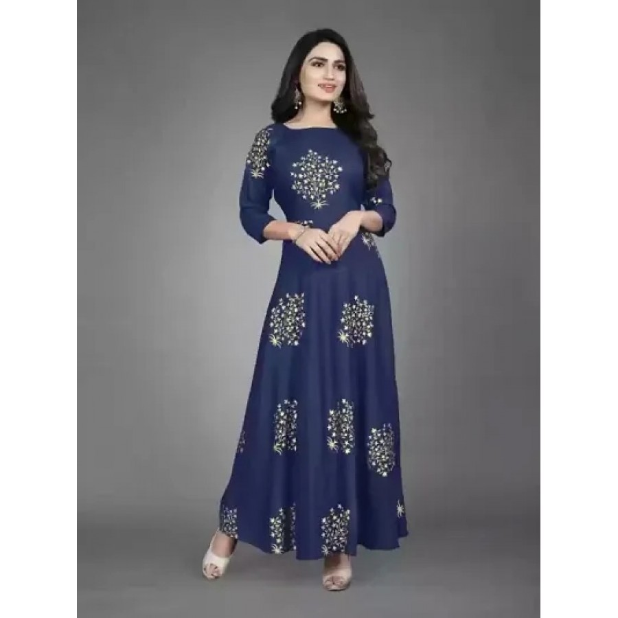 Stylish Rayon Printed Gown For Women