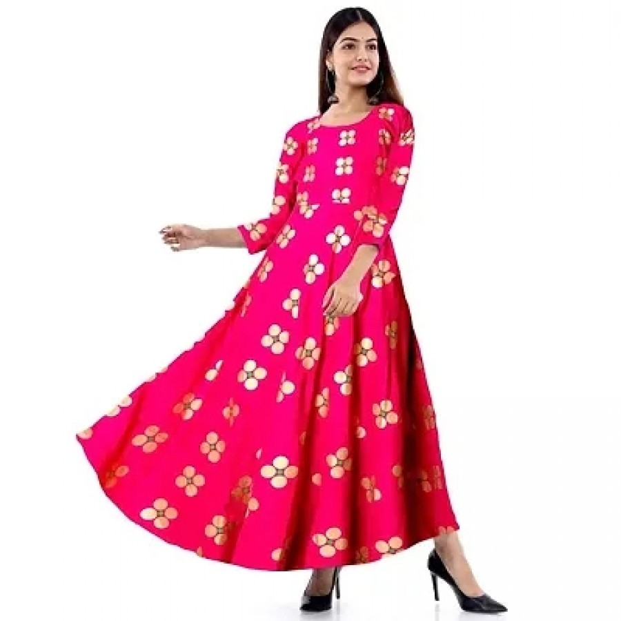 Stylish Rayon Printed Gown For Women