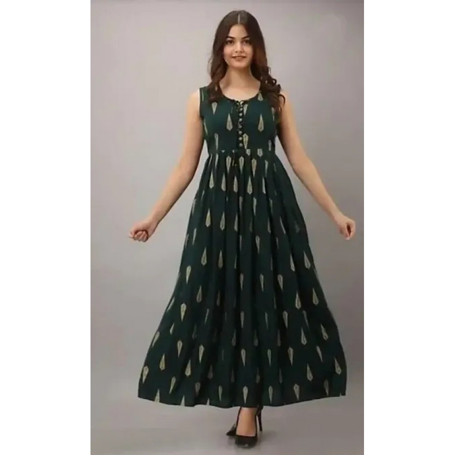 Stylish Rayon Printed Gown For Women