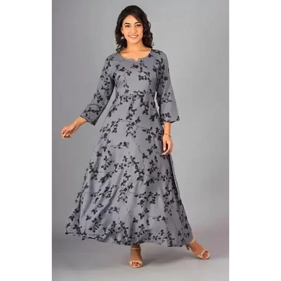 Stylish Rayon Printed Gown For Women