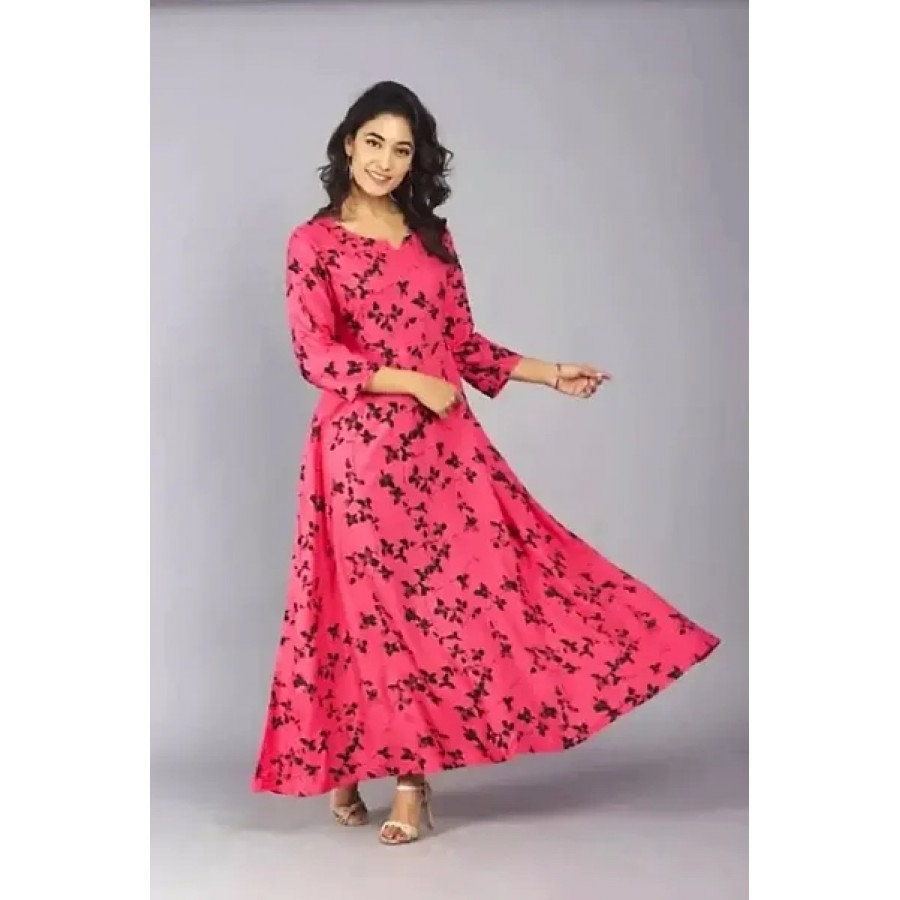 Stylish Rayon Printed Gown For Women