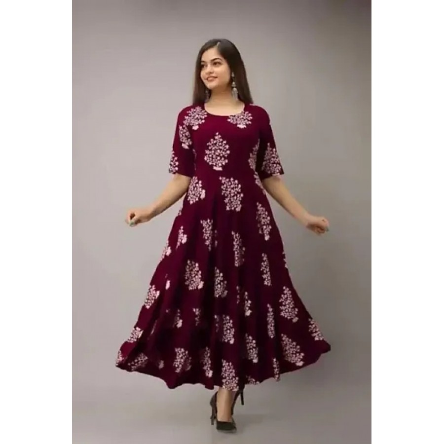 Stylish Rayon Printed Gown For Women